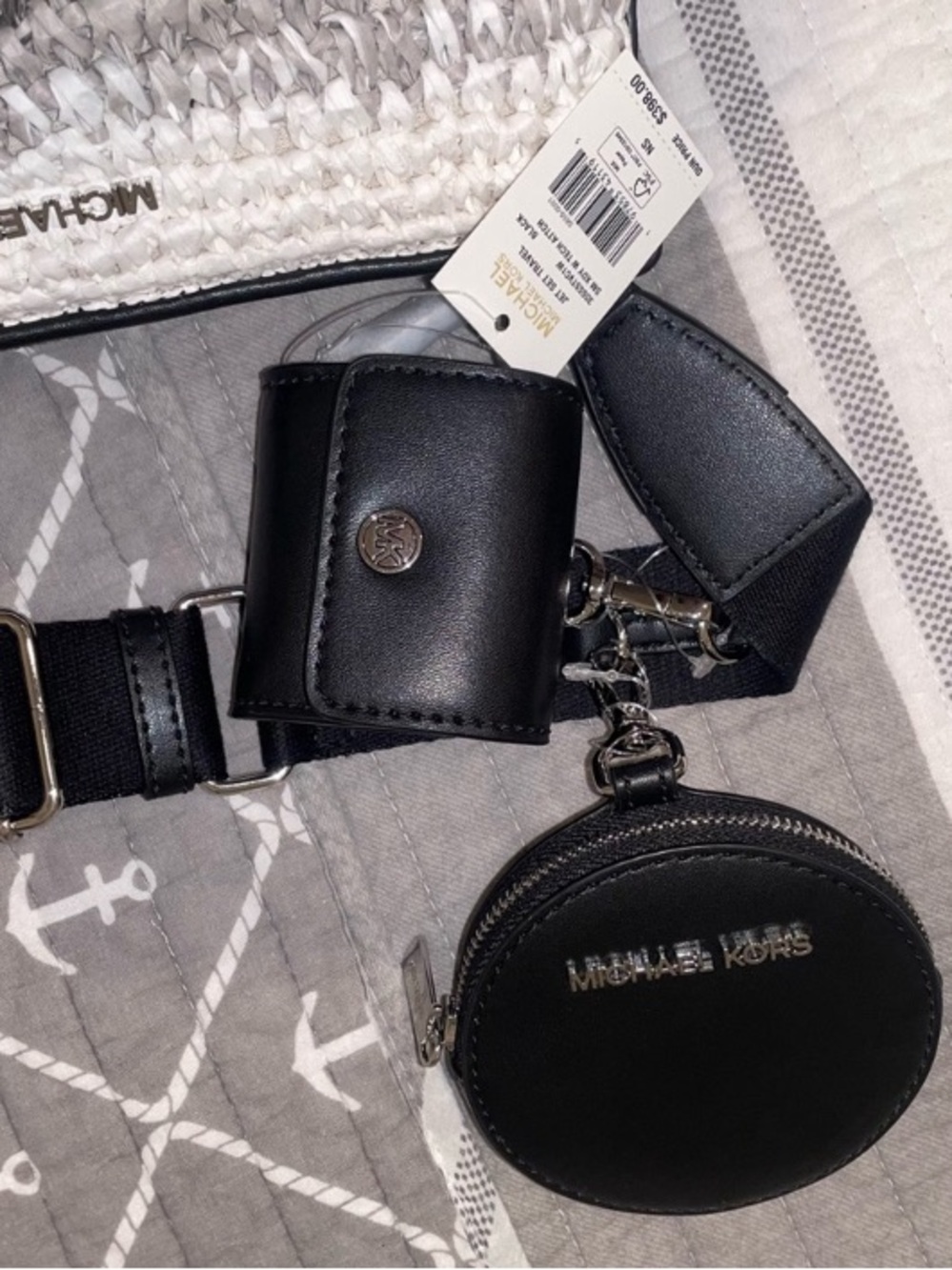 Michael Kors Ombre Woven Crossbody in Black and Silver - Picture 9 of 11